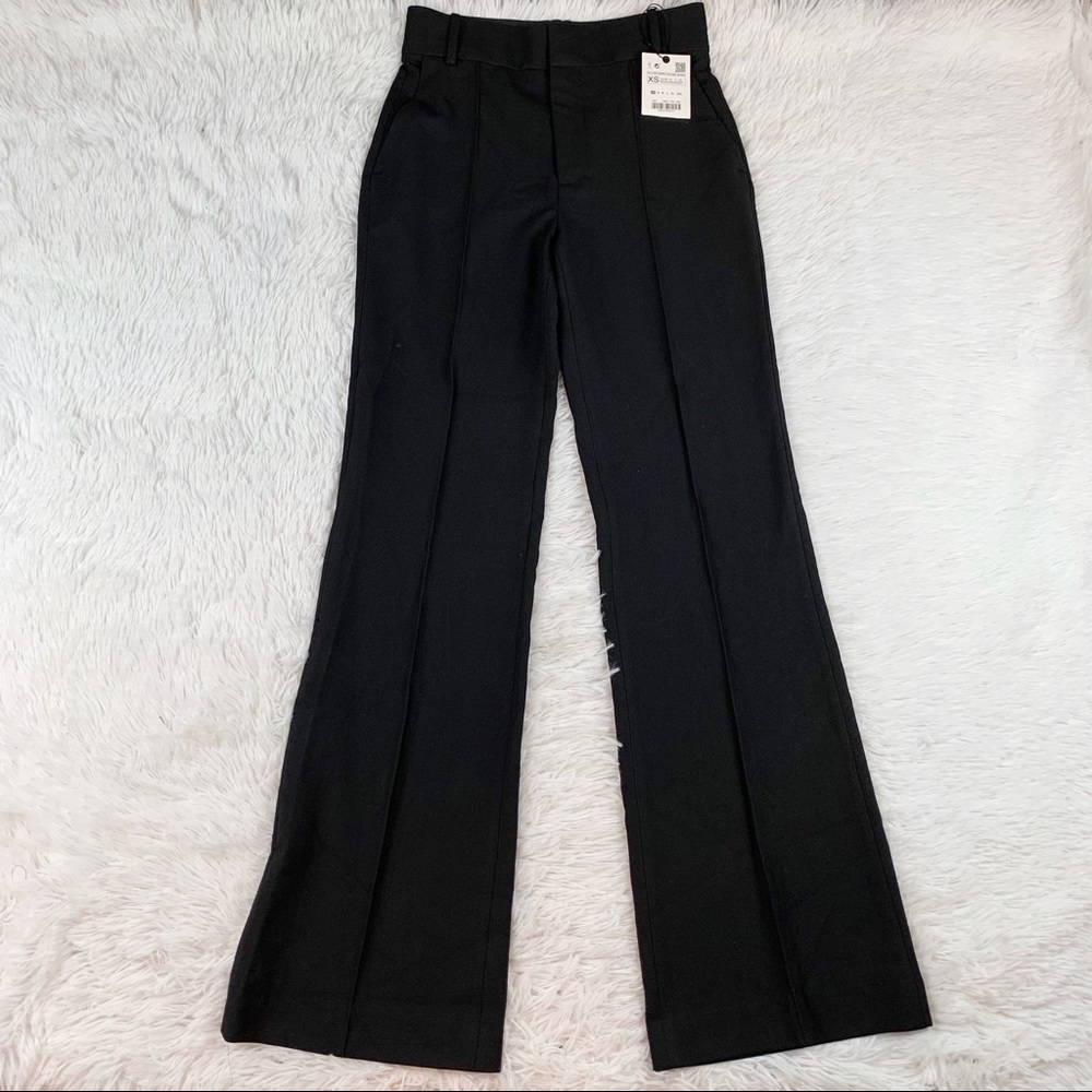 Zara New Menswear high waisted wide leg dress pants in black flat front